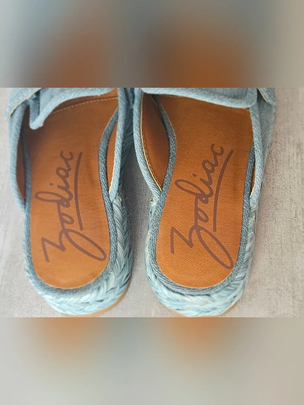 Zodiac Women's Gizelle Blue Denim Platform Espadrille Mules Slides Size 7